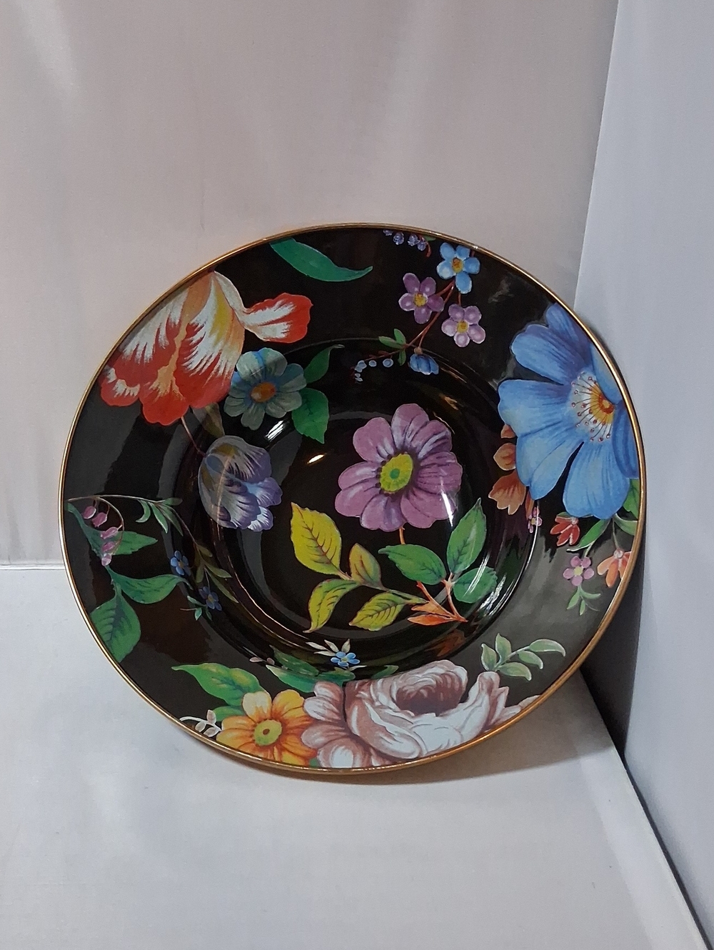 MacKenzie-Childs large Black Flower Market bowl